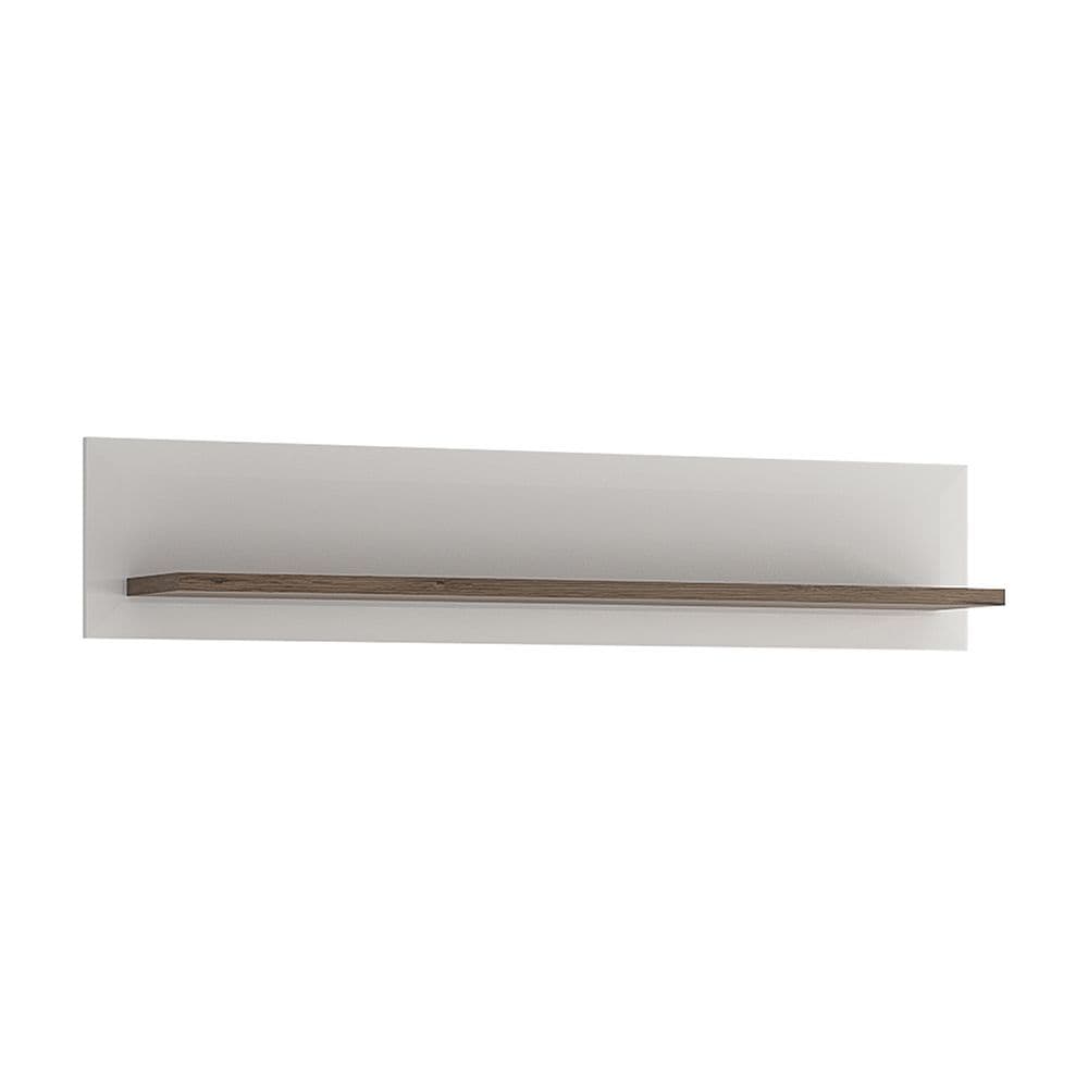 Vancouver 125cm Wall shelf in White High Gloss & San Remo Oak inset